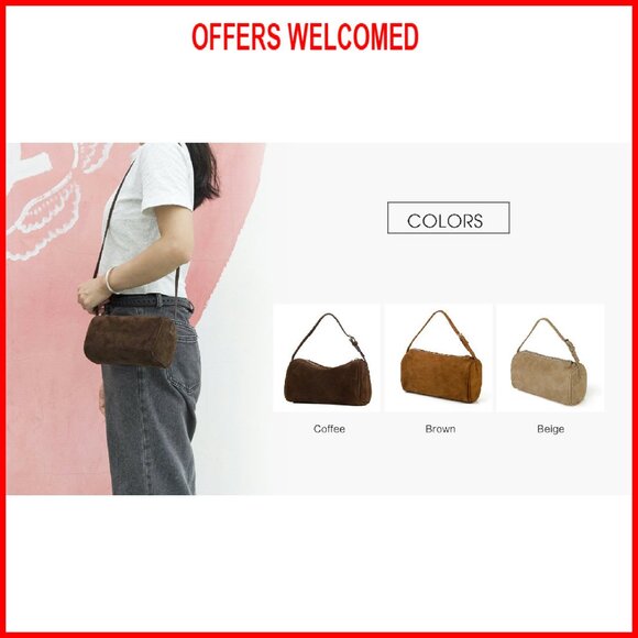 Premium Suede Leather Crossbody Bag, Small Hobo Shoulder Purse with Adjustable - Picture 8 of 8